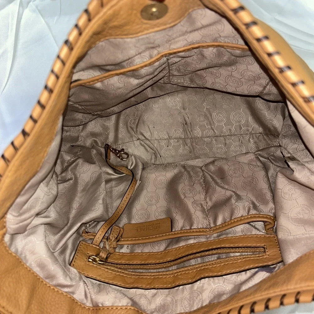 MICHAEL MICHAEL KORS Leather‎ Hobo Shoulder Bag Brown Pebbled Tassels Large